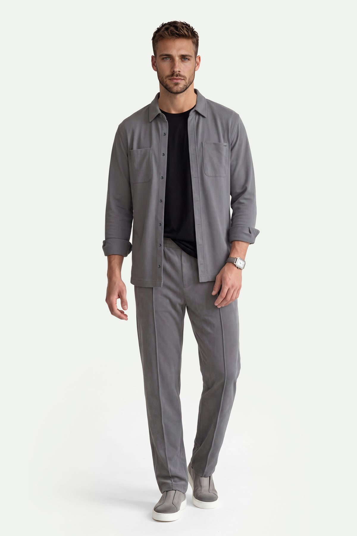 Erkek Koyu Gri Lyocell Spor Pantolon-SFMEA1037