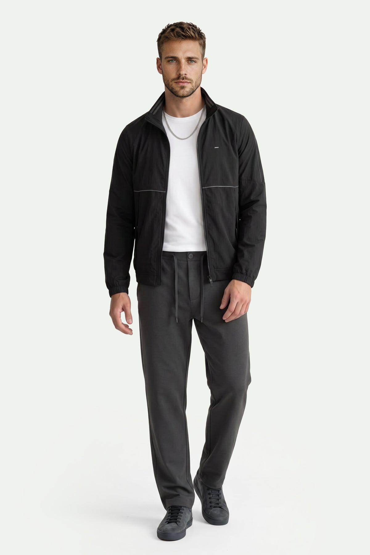Erkek Koyu Gri Regular Fit Pantolon-SFMPA1026