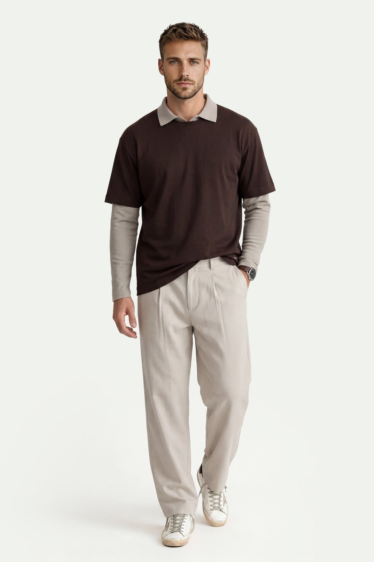 Erkek Koyu Bej Baggy Pantolon-SFMPA1028