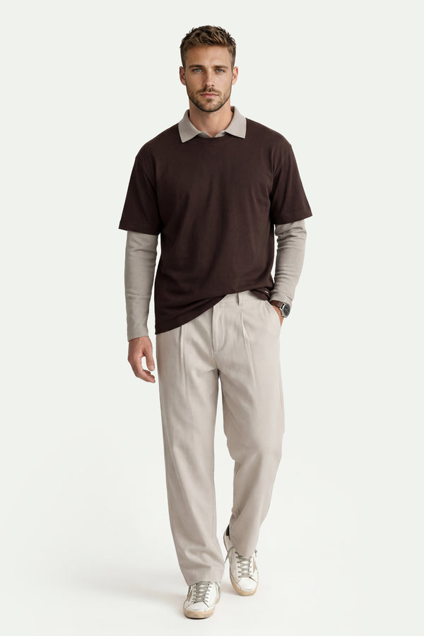 Erkek Koyu Bej Baggy Pantolon-SFMPA1028