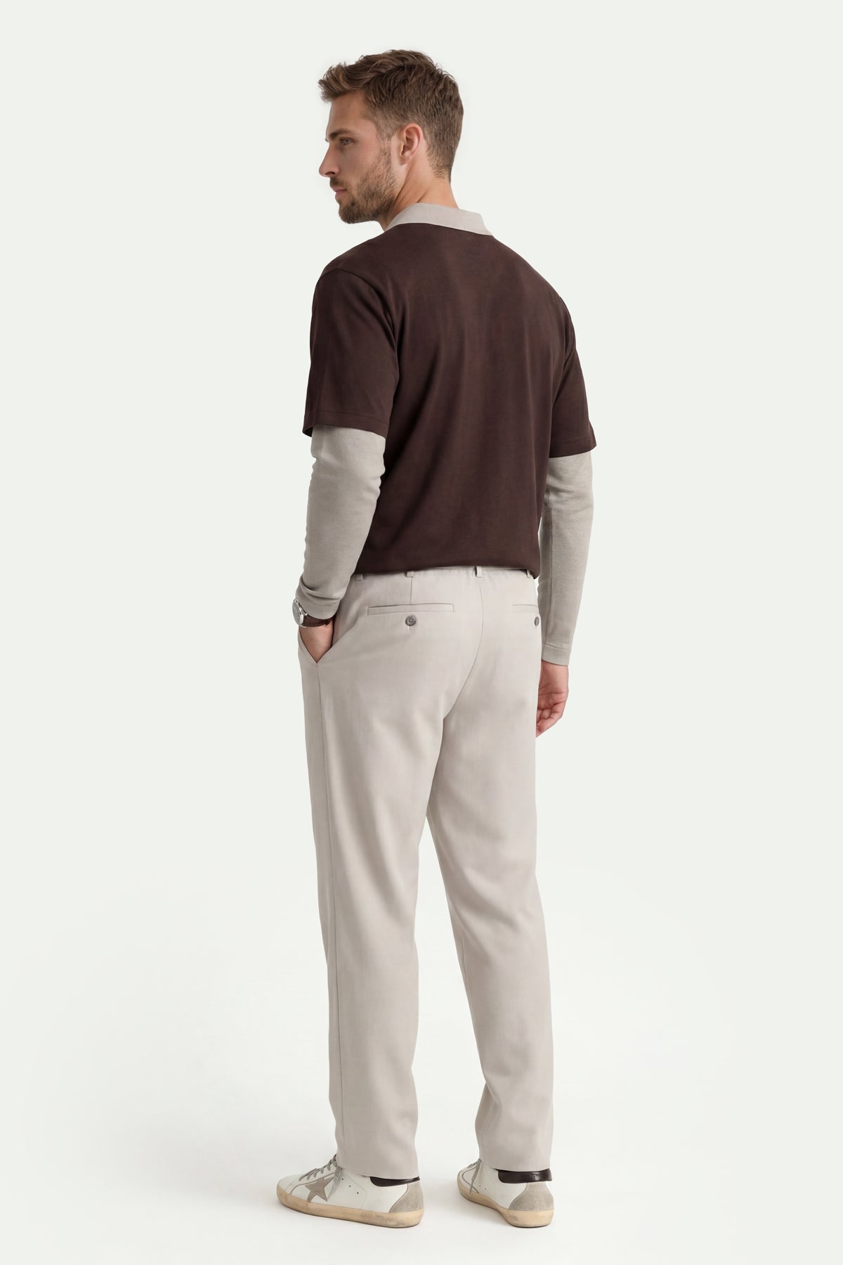Erkek Koyu Bej Baggy Pantolon-SFMPA1028