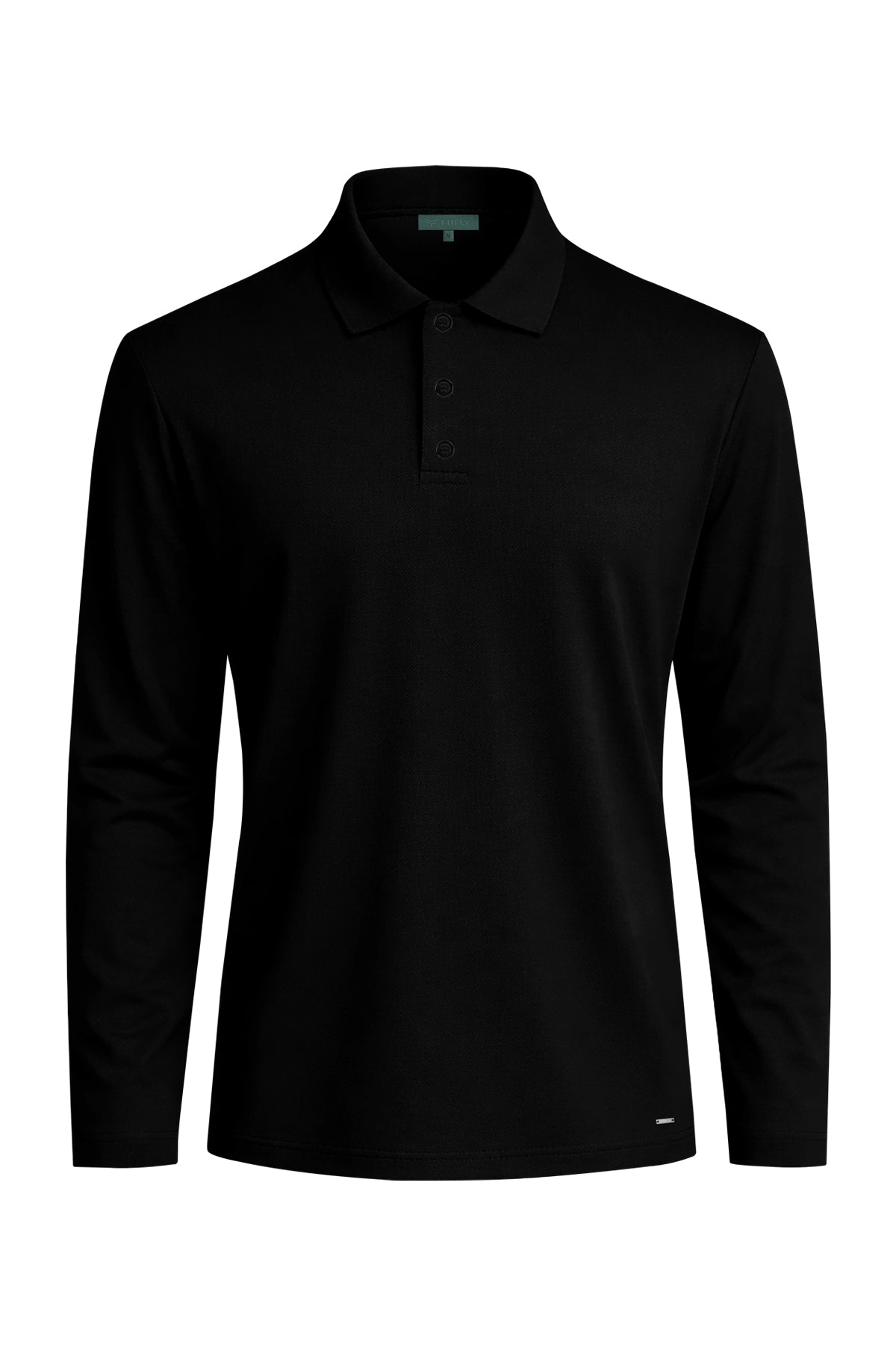 Erkek Siyah Lyocell 3/4 Polo T-Shirt-SFMTI1024