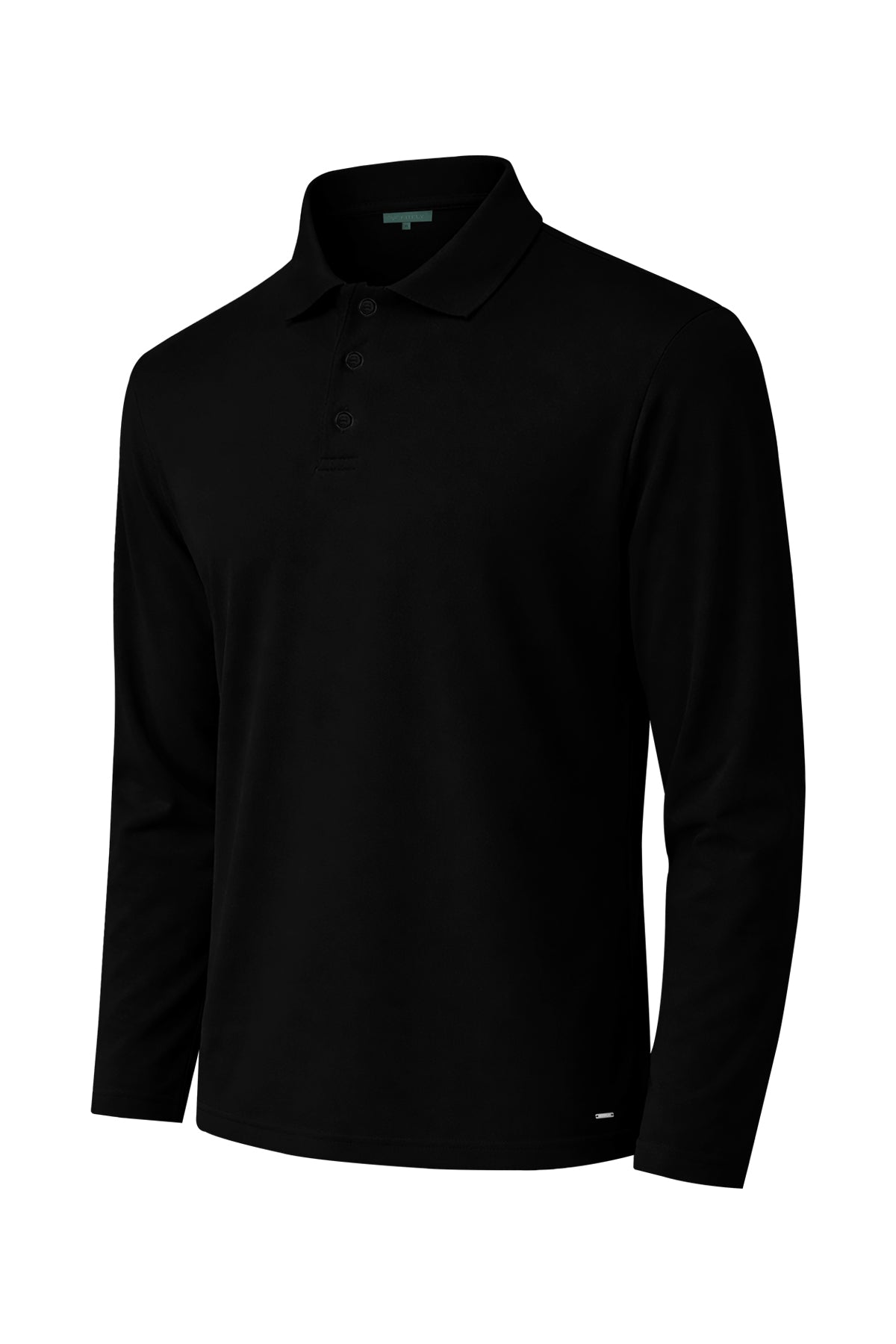 Erkek Siyah Lyocell 3/4 Polo T-Shirt-SFMTI1024