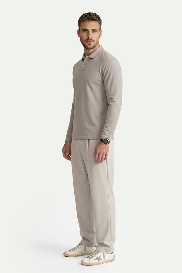 Erkek Koyu Taş Lyocell 3/4 Polo T-Shirt-SFMTI1024