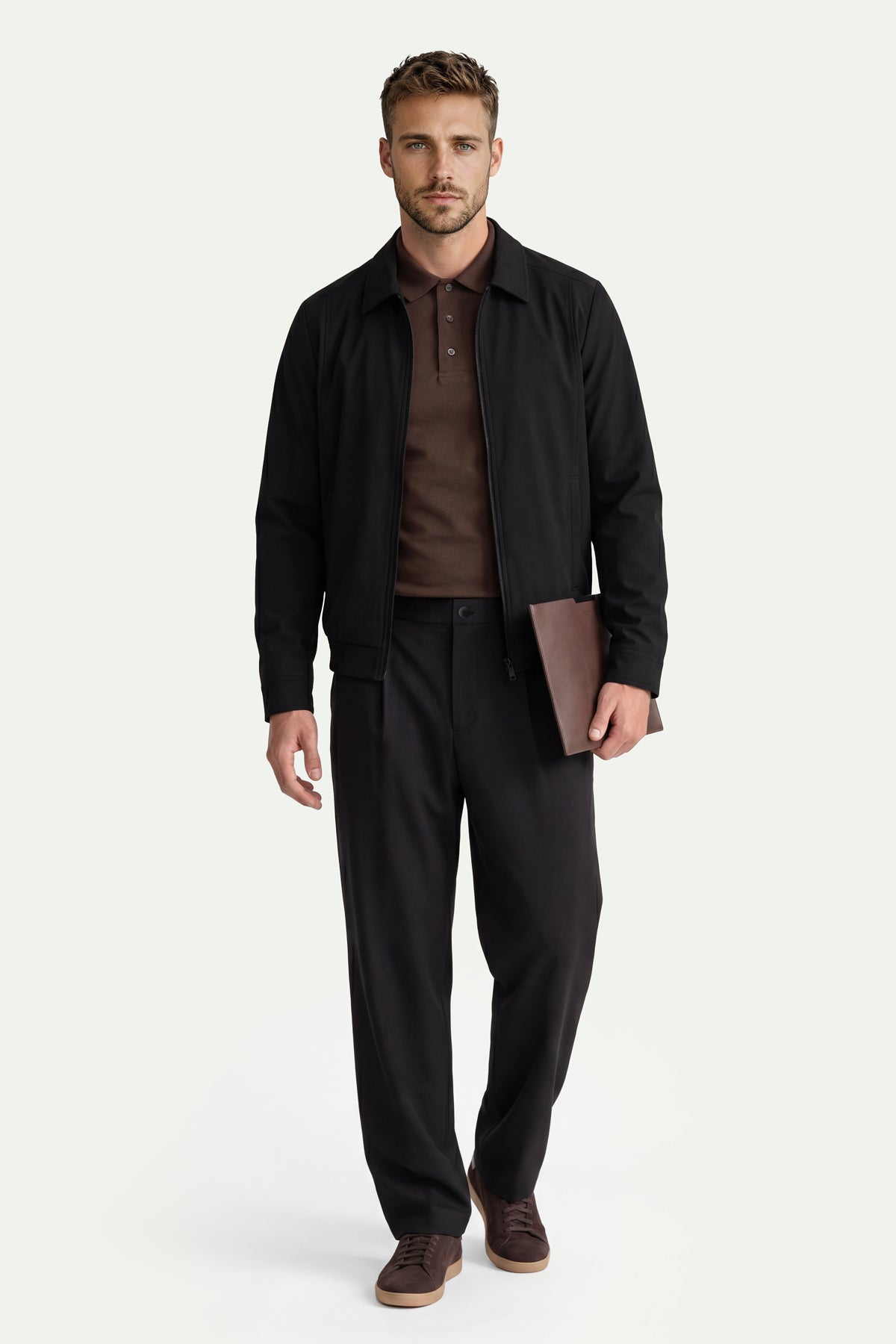 Erkek Kahverengi Lyocell Polo T-Shirt-SFMTI1025