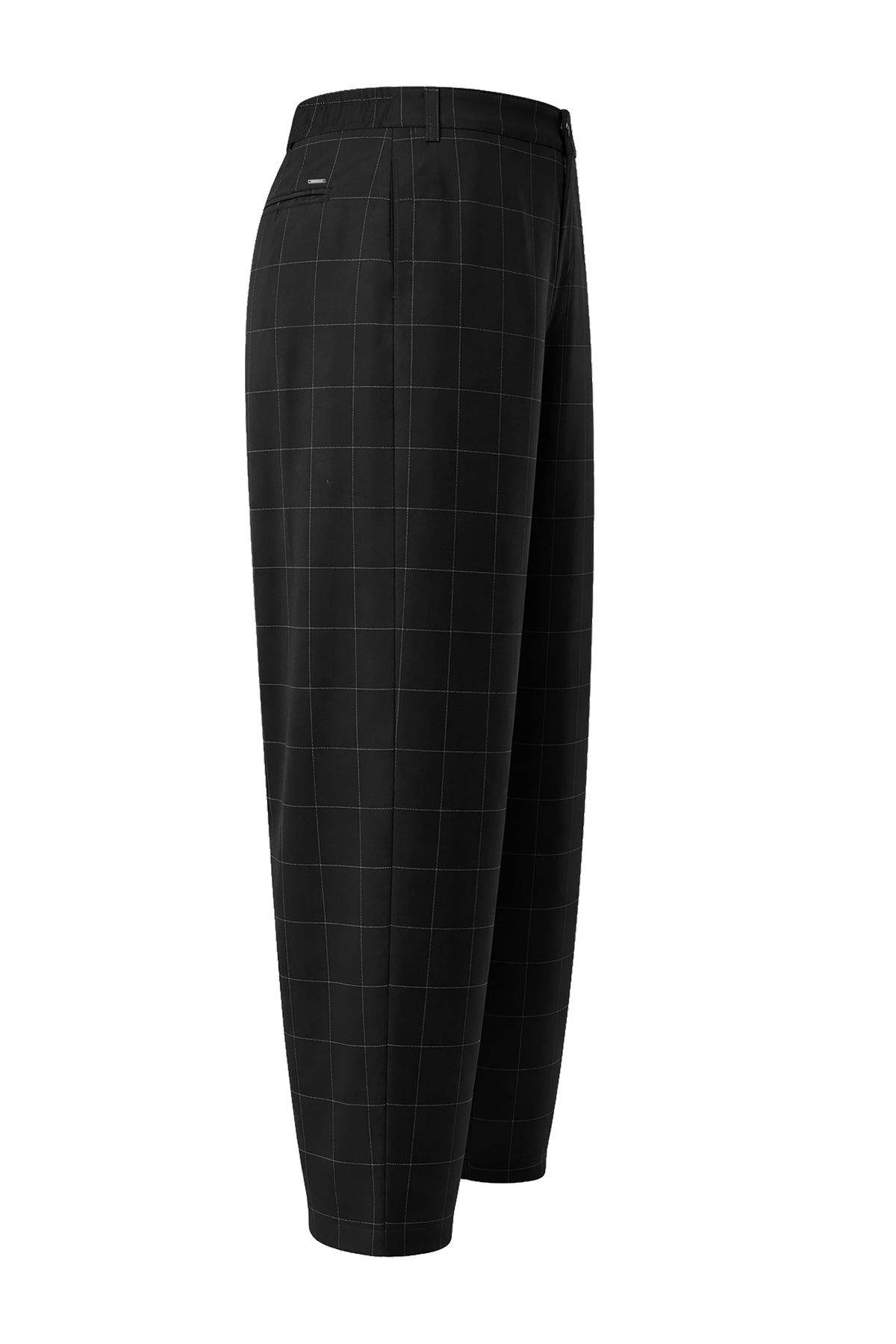 Kadın Siyah Ekose Barrel Pantolon-SFWPA0025