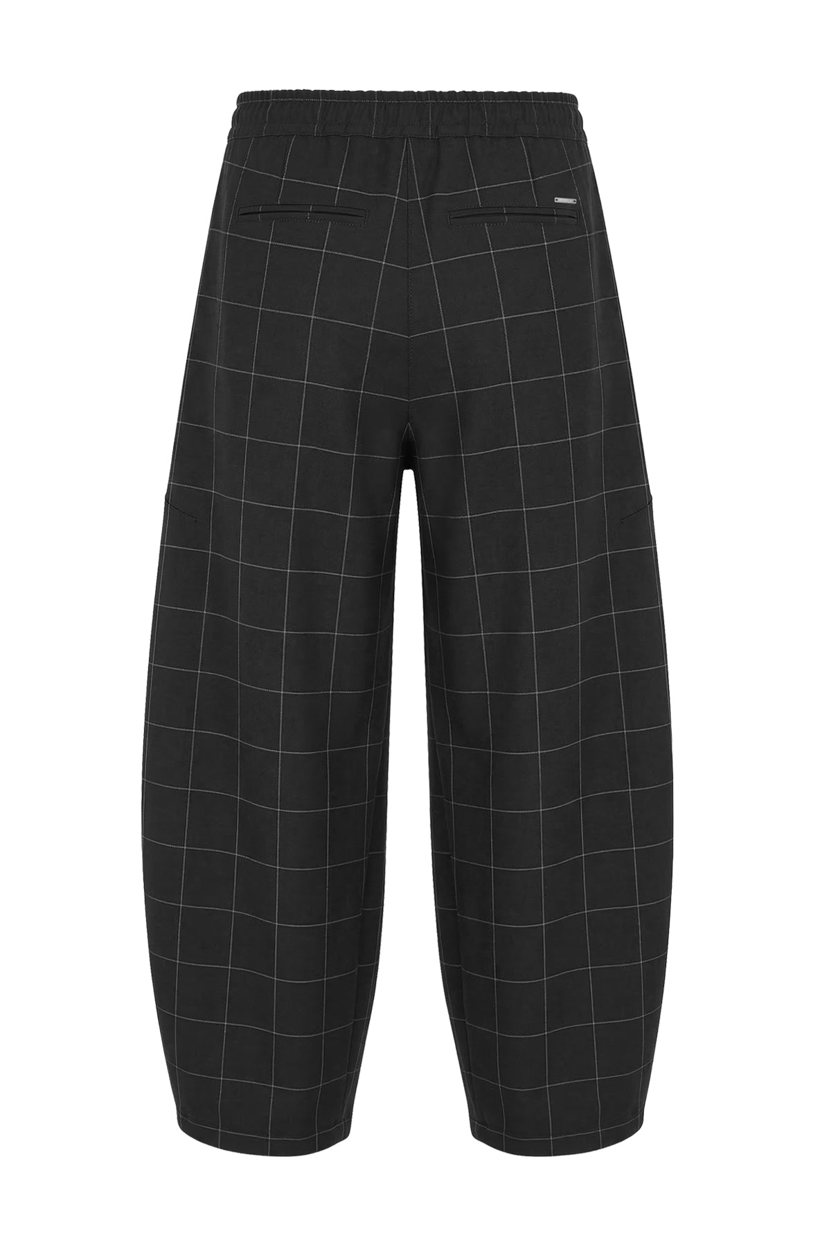 Kadın Siyah Ekose Barrel Pantolon-SFWPA0025