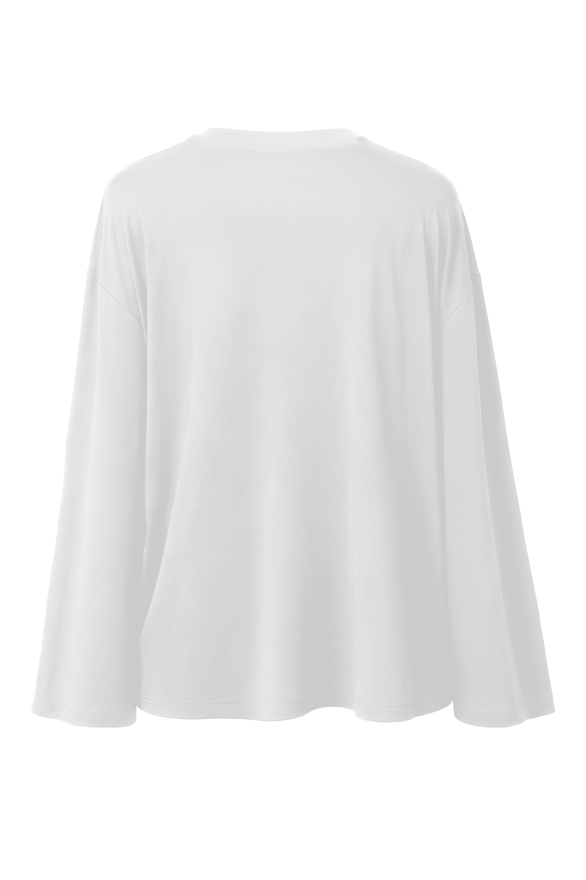 Kadın Beyaz Lyocell Oversize 3/4 T-Shirt-SFWTI0022