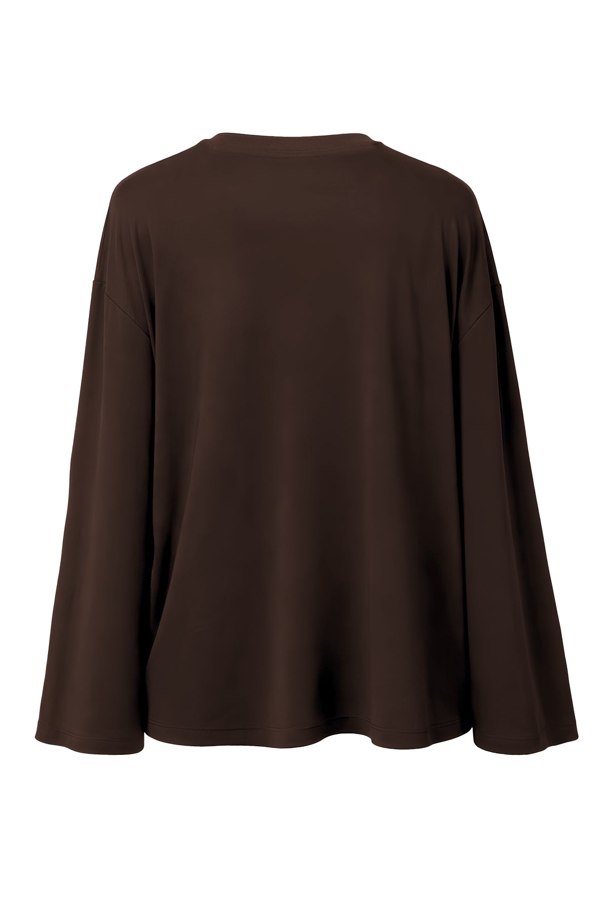 Kadın Kahverengi Lyocell Oversize 3/4 T-Shirt-SFWTI0022