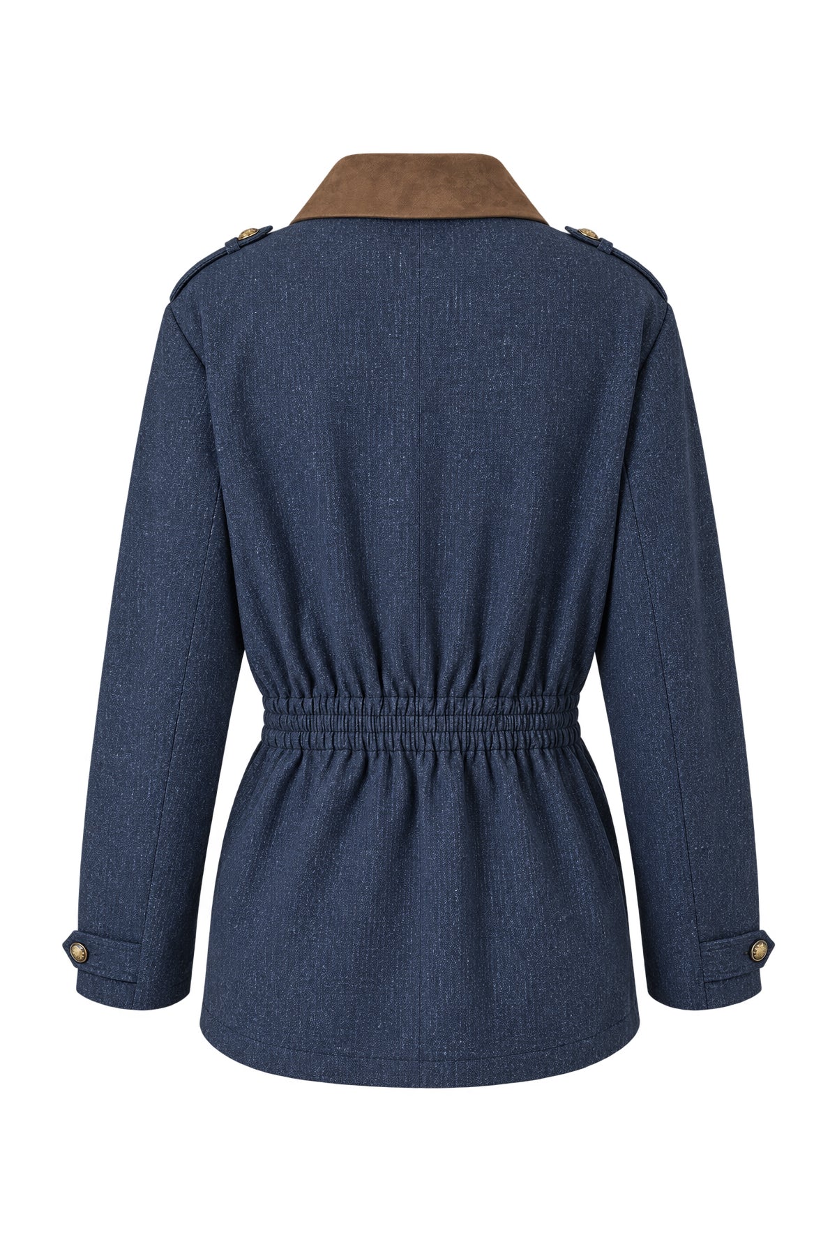 Kadın Mavi Denim Görünümlü Lastik Belli Ceket-WFWCE0035
