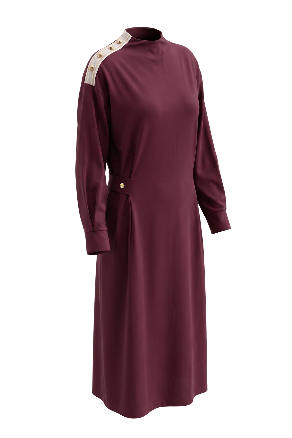 Kadın Bordo Lyocell Elbise-WFWEL0119