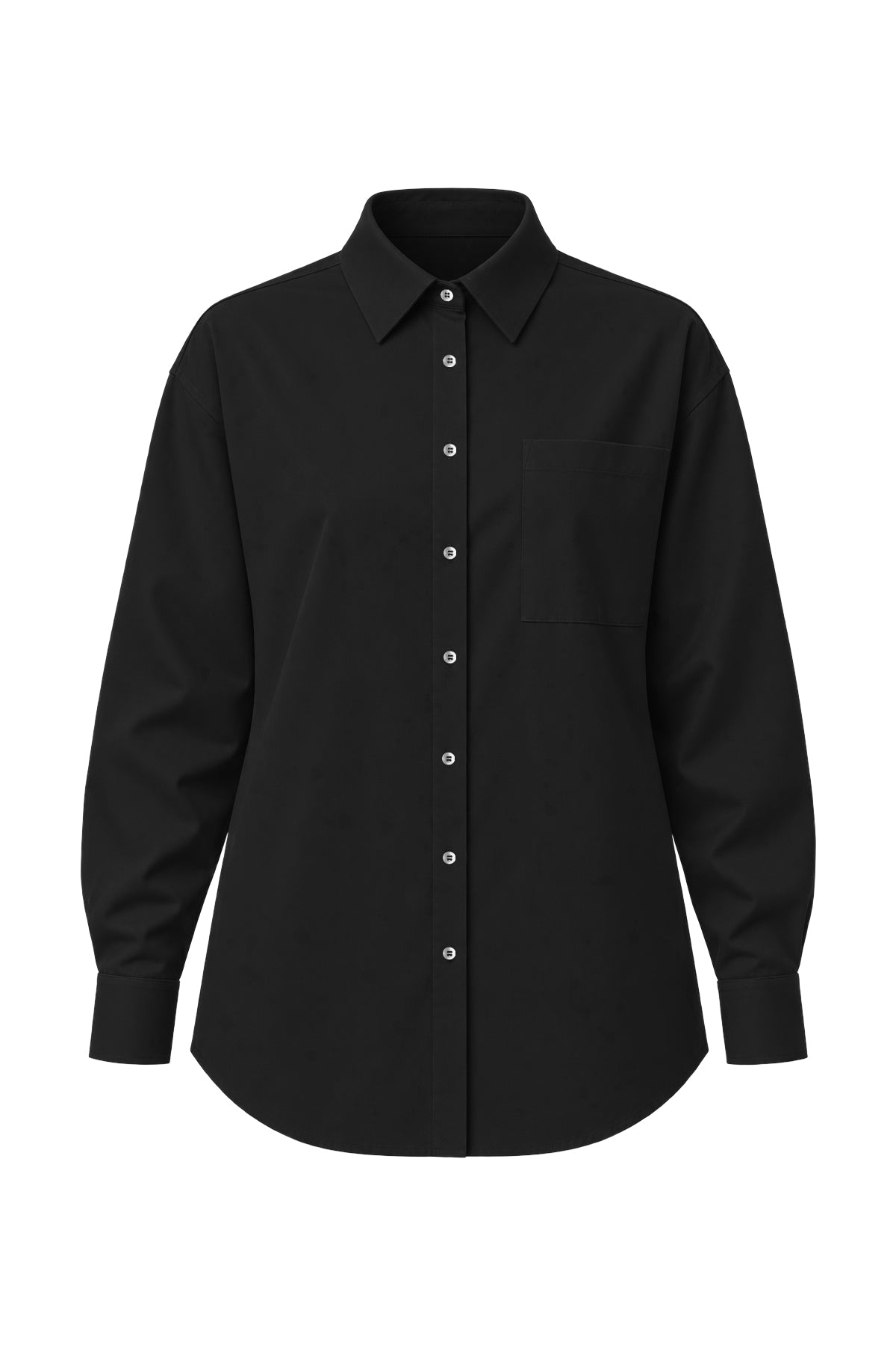 Kadın Siyah Premium Modal Oversize Gömlek-WFWGM0129