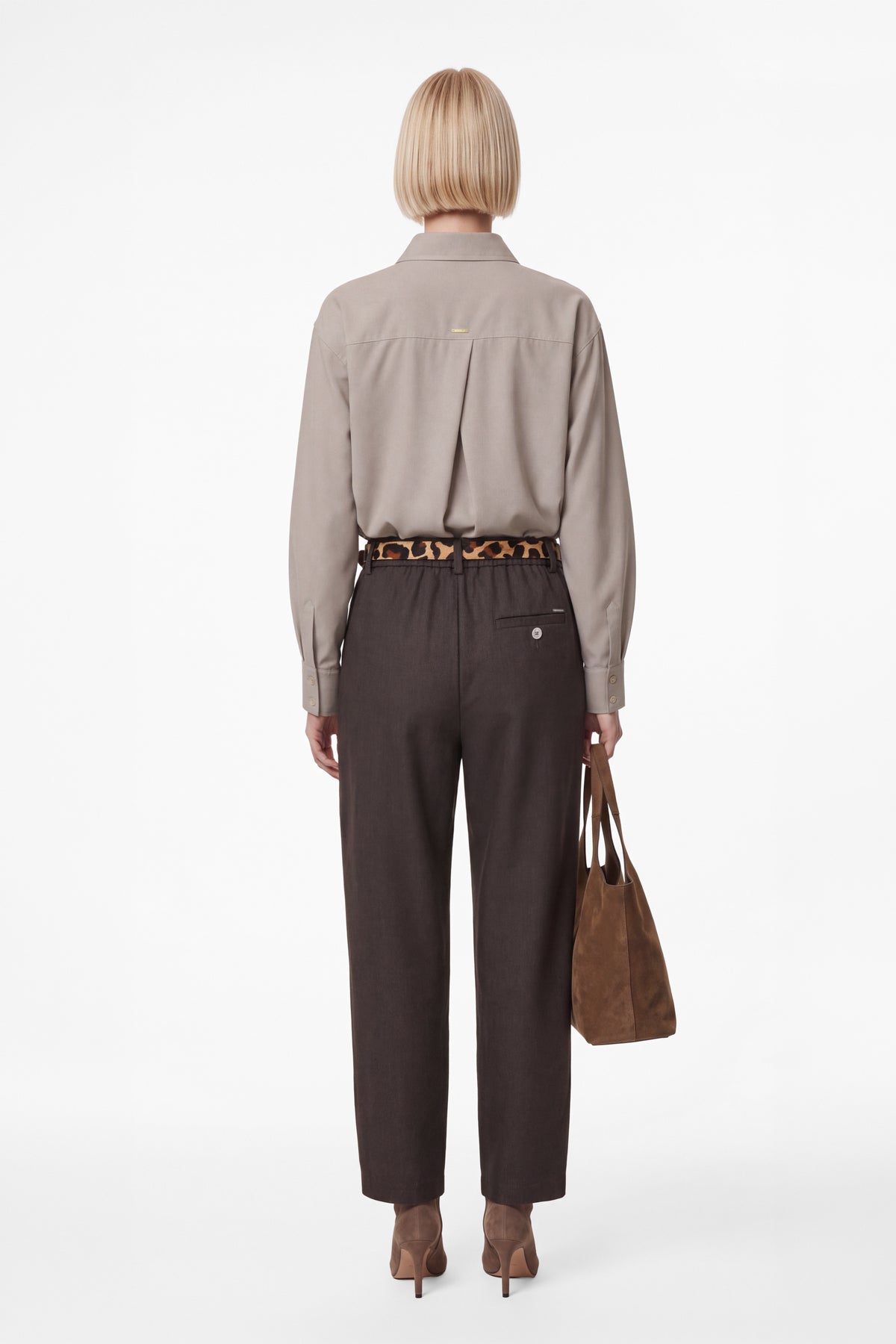 Kadın Bej Premium Modal Oversize Gömlek-WFWGM0129
