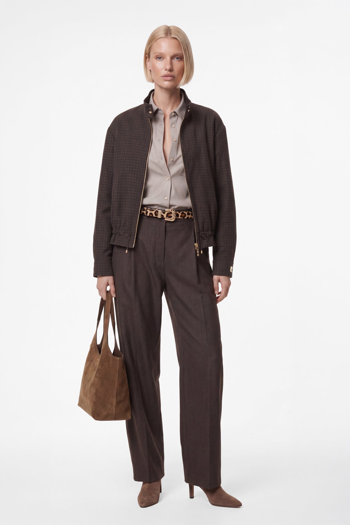Kadın Bej Premium Modal Oversize Gömlek-WFWGM0129