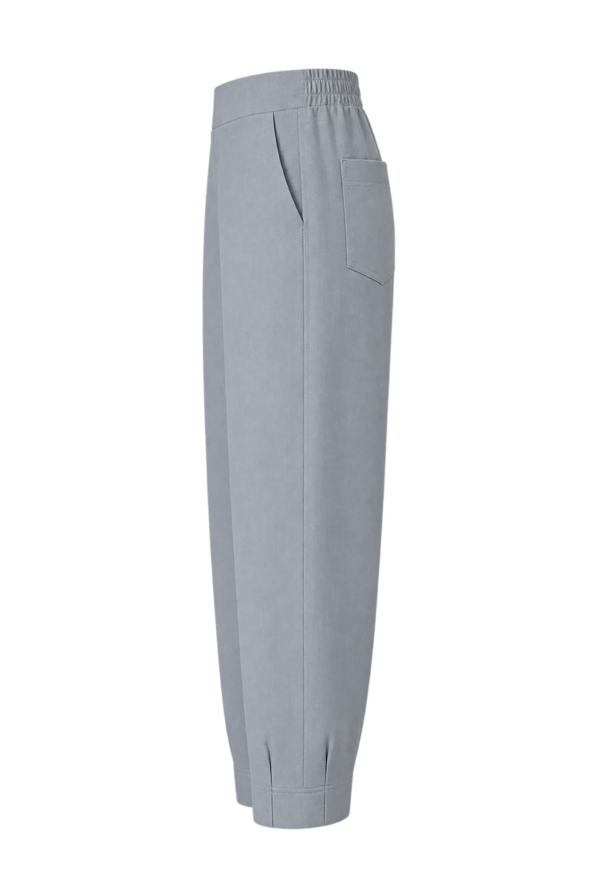 Kadın Gri Denim Görünümlü Mom Pantolon-WFWPA0082