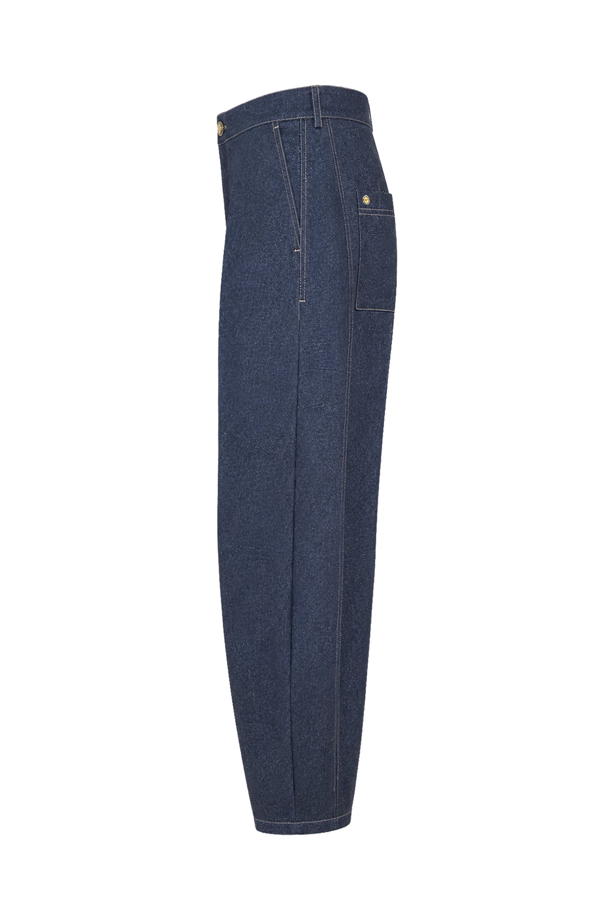 Kadın Mavi Denim Viskon Kot Görünümlü Balon Kesim Pantolon-WFWPA0101