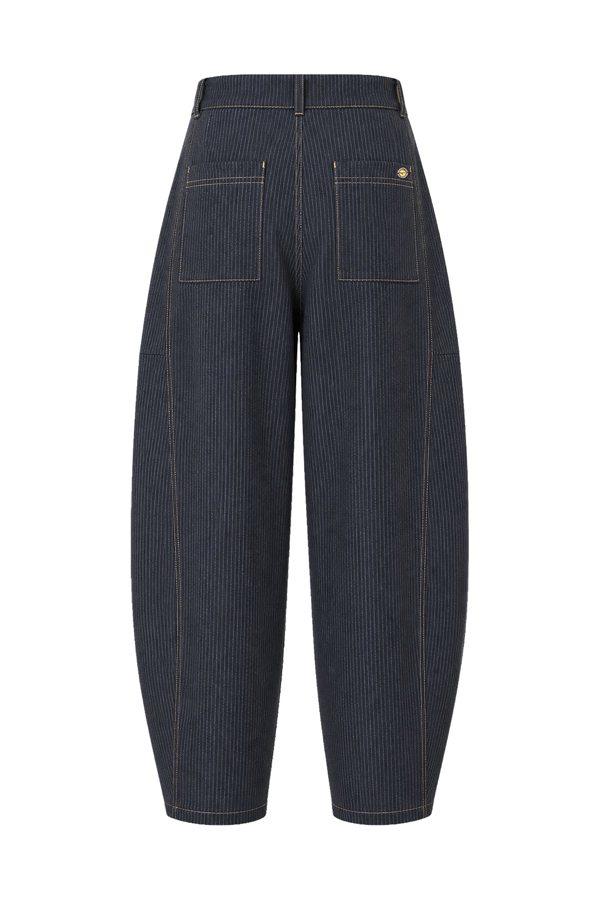 Kadın Çizgili Denim Viskon Kot Görünümlü Balon Kesim Pantolon-WFWPA0101