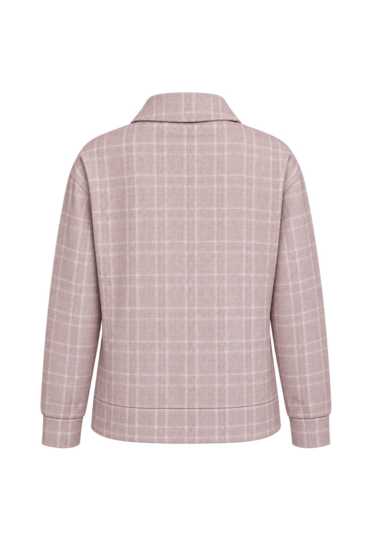 Kadın Pudra Pembe Pamuklu Polo Yaka Sweatshirt-WFWSW0081