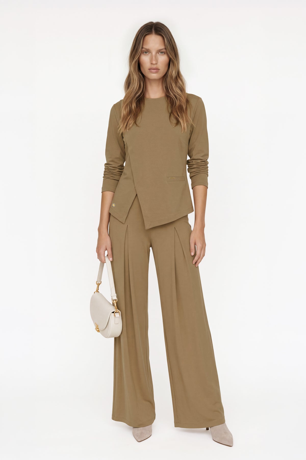 Kadın Camel Lyocell Bluzlu Takım-WFWTK0121