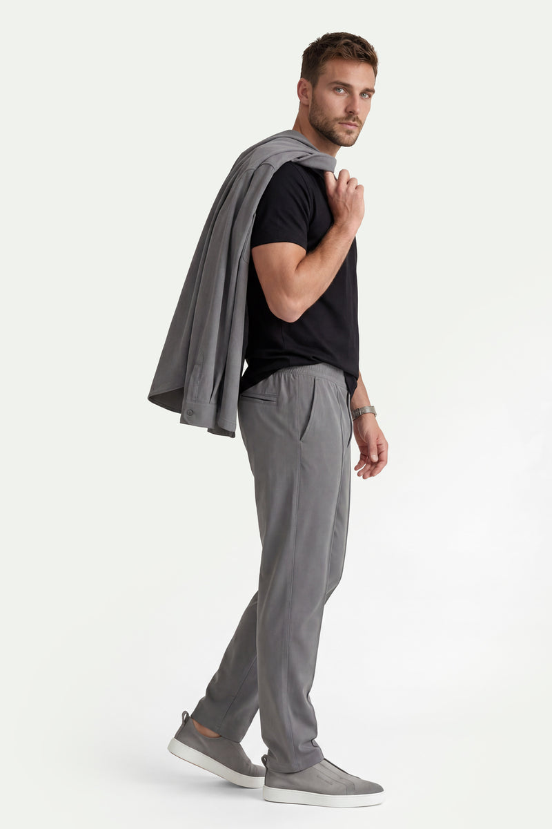 Erkek Koyu Gri Lyocell Spor Pantolon-SFMEA1037