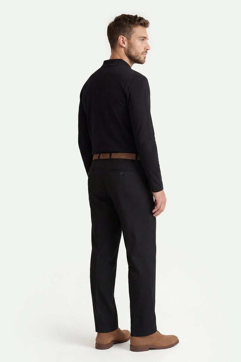 Erkek Siyah Lyocell 3/4 Polo T-Shirt-SFMTI1024