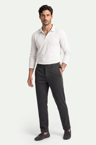 Erkek Kırık Beyaz Lyocell 3/4 Polo T-Shirt-SFMTI1024