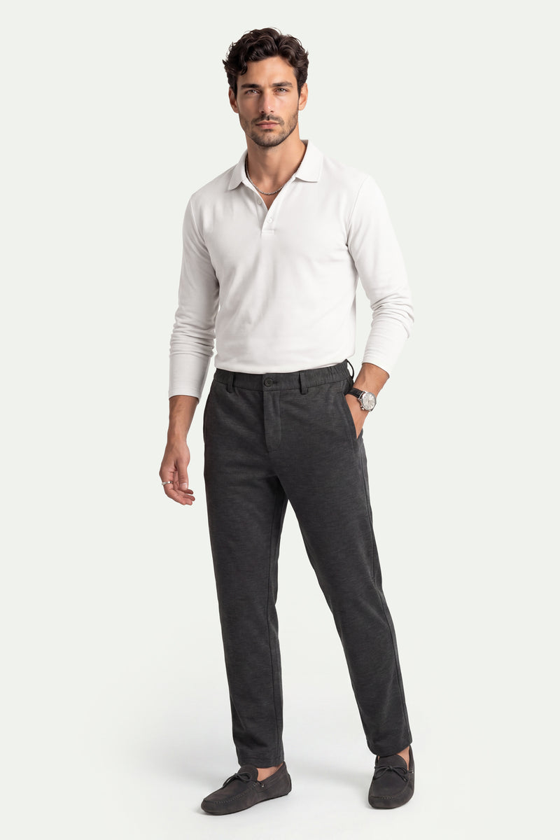 Erkek Kırık Beyaz Lyocell 3/4 Polo T-Shirt-SFMTI1024