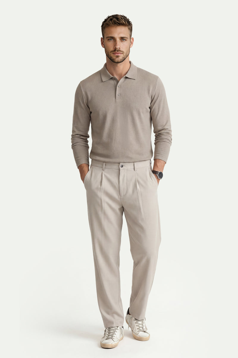 Erkek Koyu Taş Lyocell 3/4 Polo T-Shirt-SFMTI1024