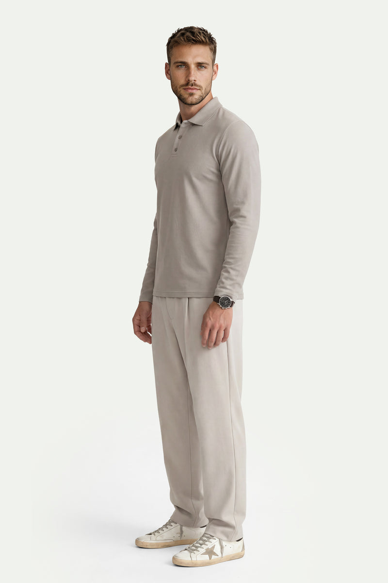 Erkek Koyu Taş Lyocell 3/4 Polo T-Shirt-SFMTI1024