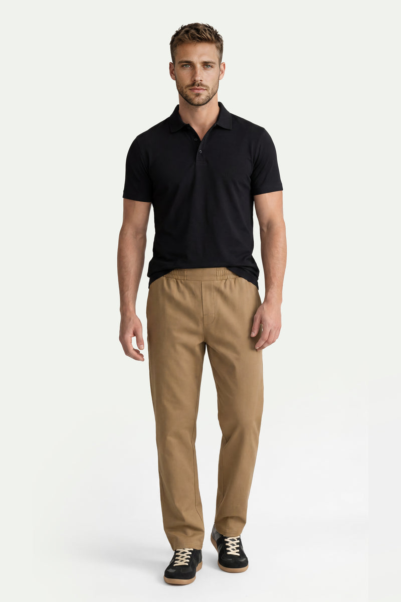 Erkek Siyah Lyocell Polo T-Shirt-SFMTI1025