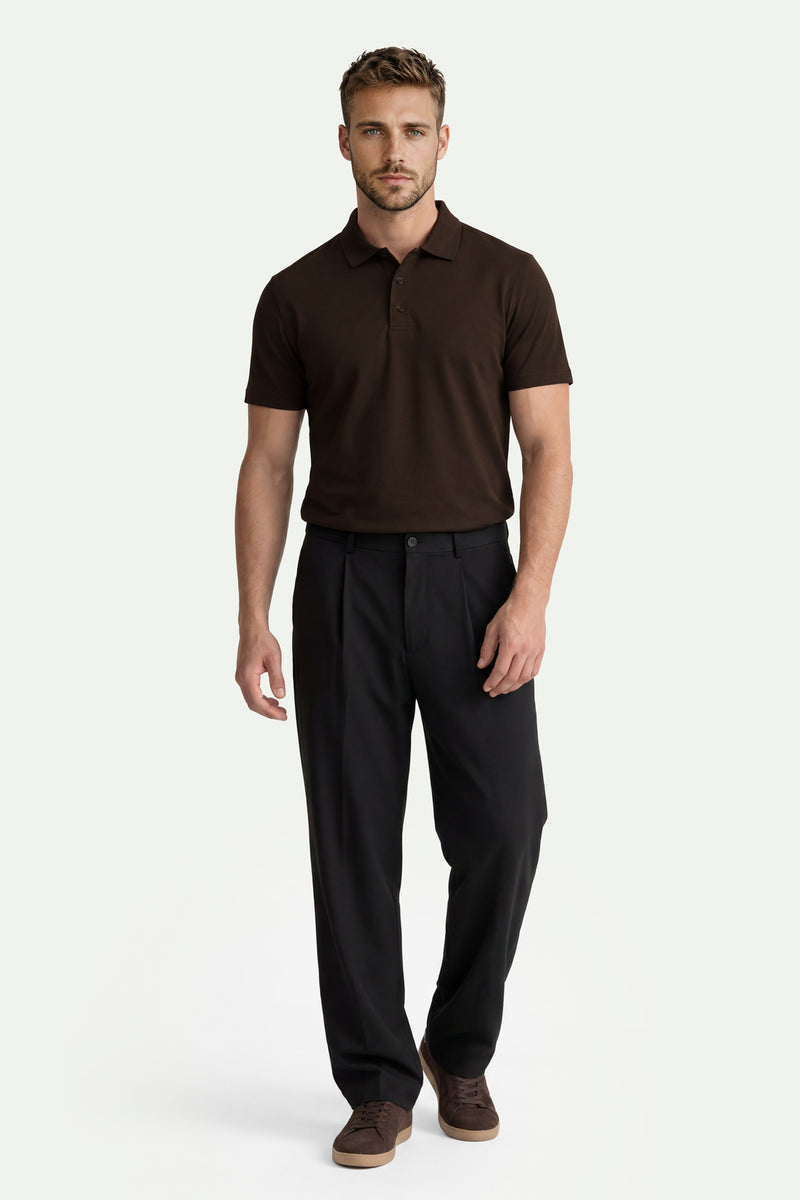 Erkek Kahverengi Lyocell Polo T-Shirt-SFMTI1025