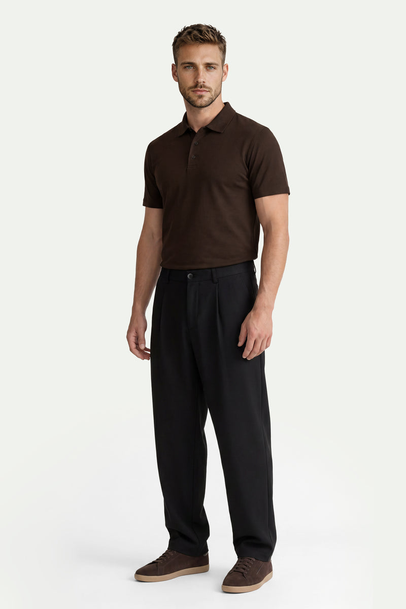 Erkek Kahverengi Lyocell Polo T-Shirt-SFMTI1025