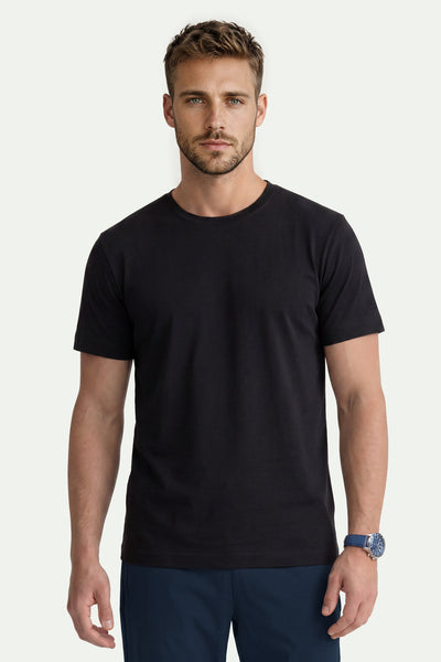 Erkek Siyah Lyocell Oversize T-Shirt-SFMTI1029