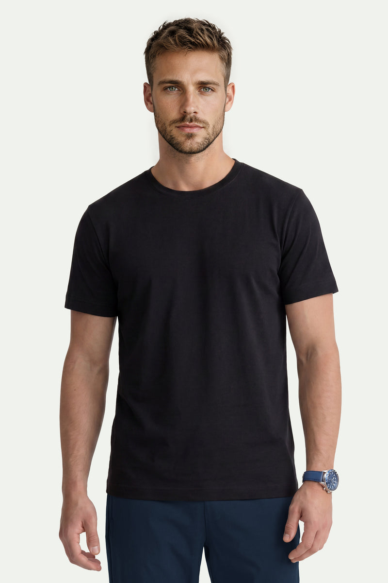 Erkek Siyah Lyocell Oversize T-Shirt-SFMTI1029