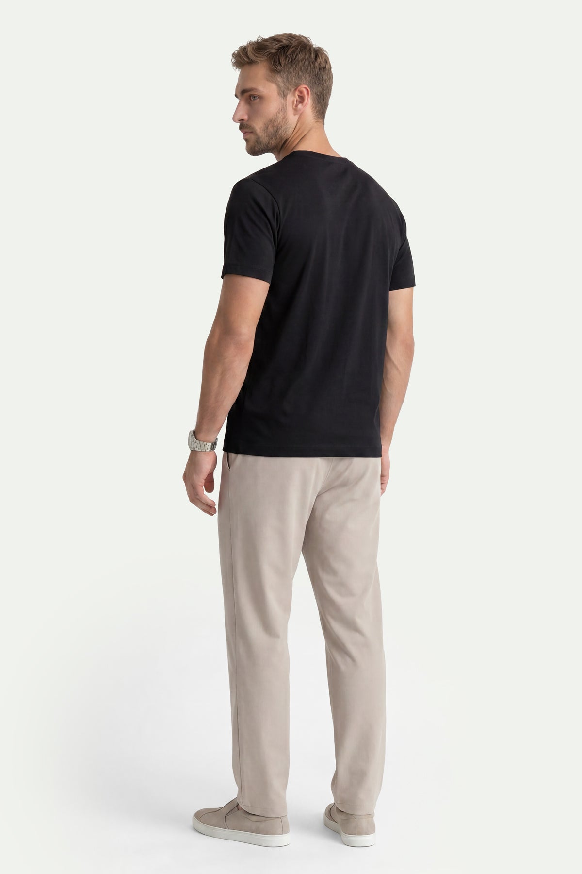 Erkek Siyah Lyocell Oversize T-Shirt-SFMTI1029