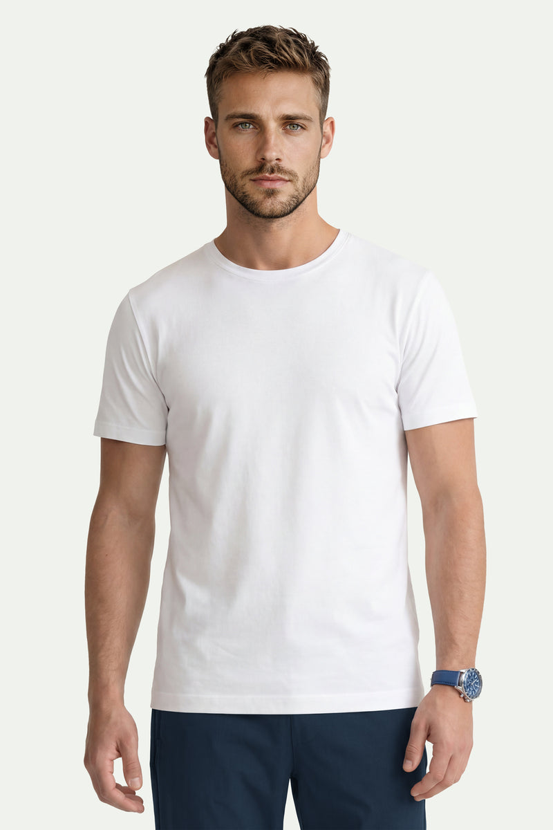 Erkek Beyaz Lyocell Oversize T-Shirt-SFMTI1029