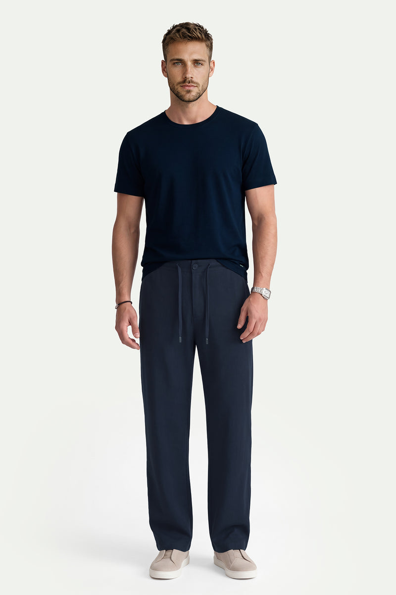 Erkek Lacivert Lyocell Oversize T-Shirt-SFMTI1029