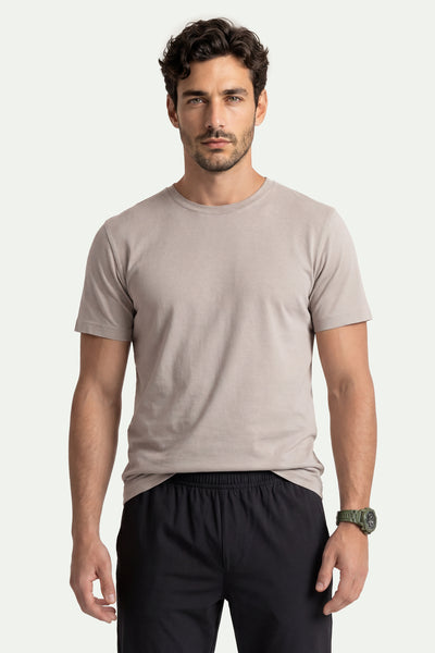 Erkek Vizon Lyocell Oversize T-Shirt-SFMTI1029