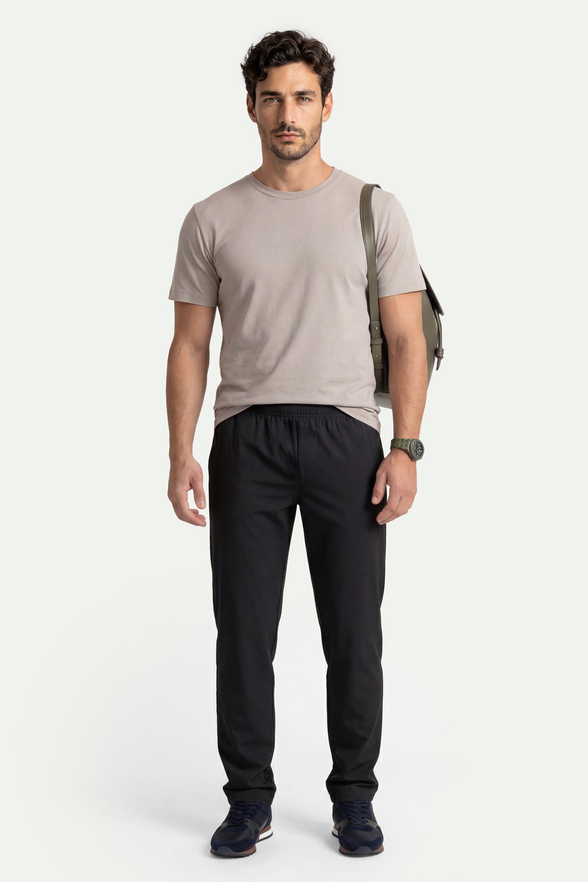 Erkek Vizon Lyocell Oversize T-Shirt-SFMTI1029