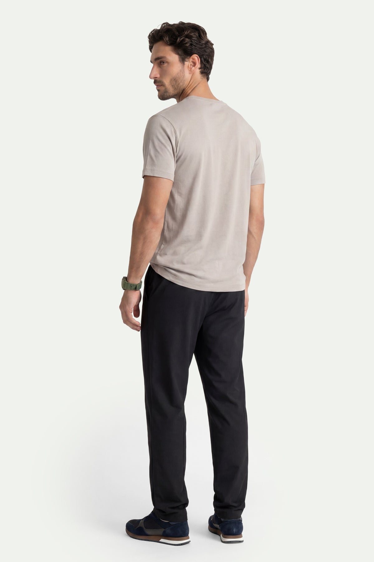 Erkek Vizon Lyocell Oversize T-Shirt-SFMTI1029