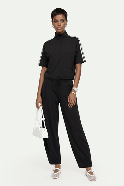 Kadın Siyah Tencel Palazzo Pantolon-SFWEA0013