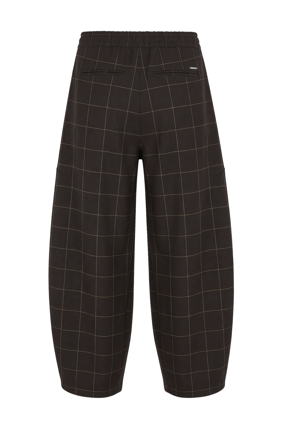 Kadın Kahverengi Ekose Barrel Pantolon-SFWPA0025