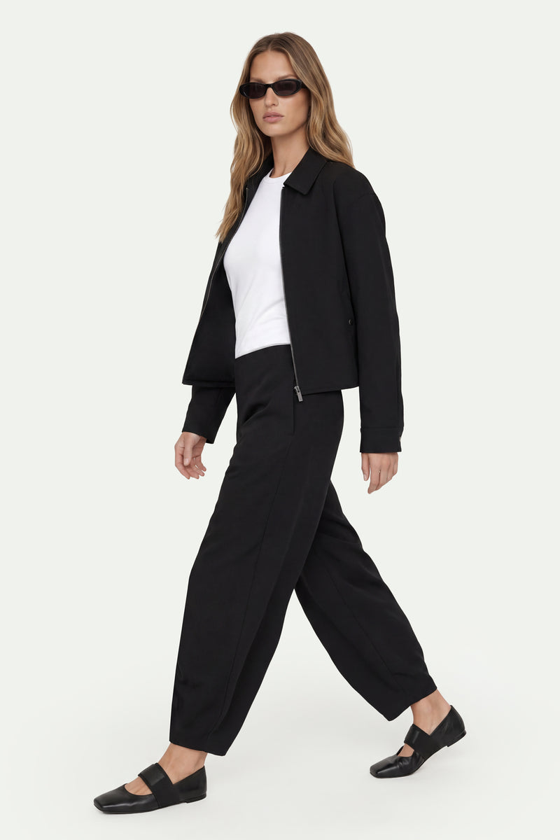 Kadın Siyah Lyocell Barrel Pantolon-SFWPA0027