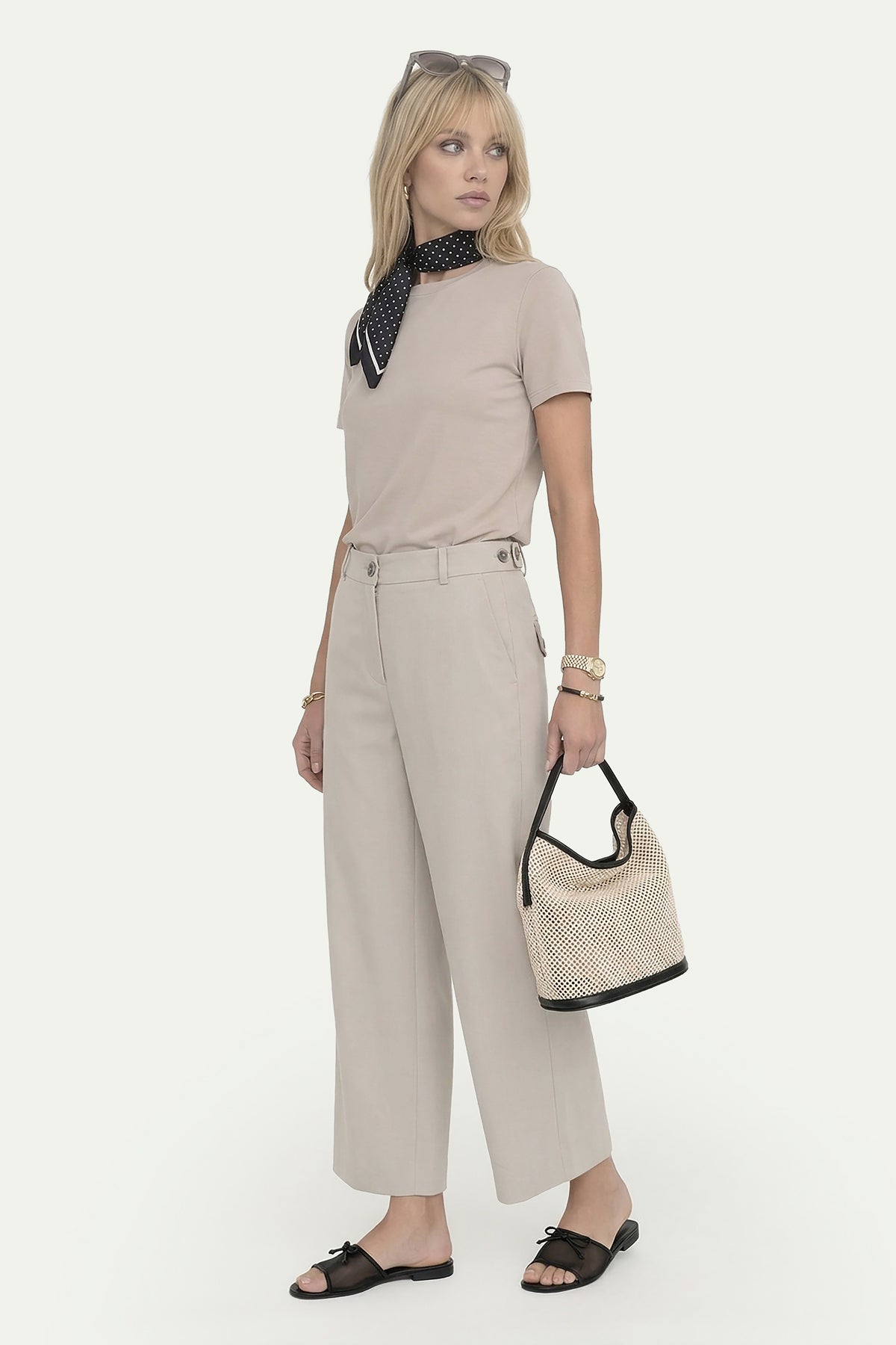 Kadın Bej Culotte Pantolon-SFWPA0048