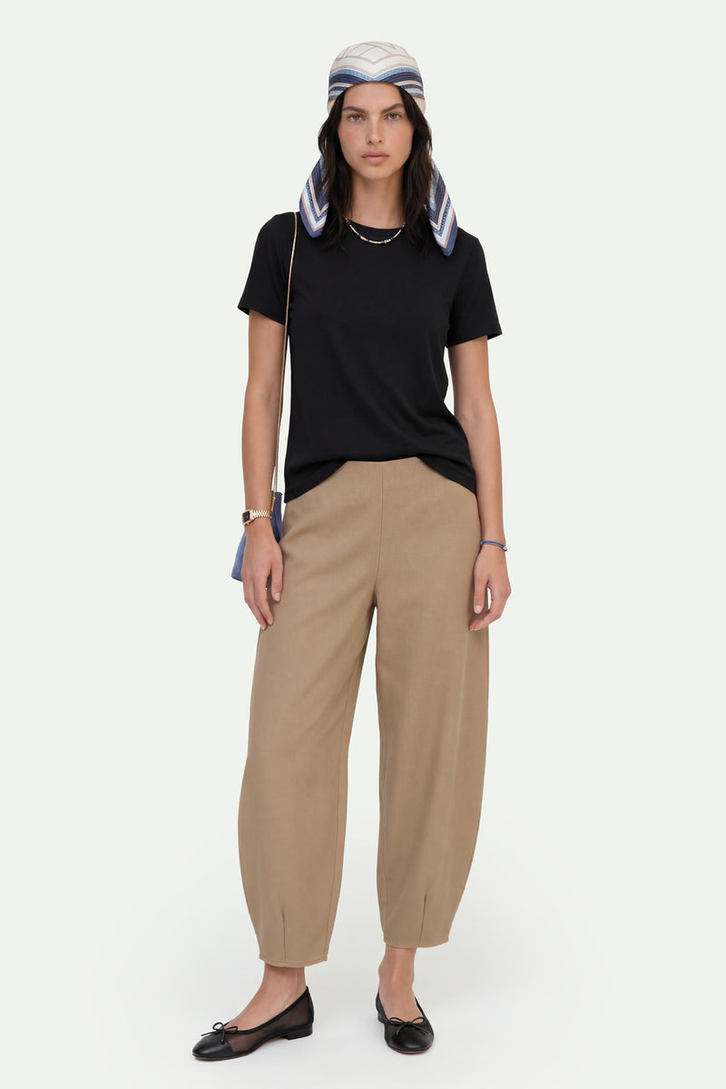 Kadın Siyah Lyocell Regular Fit T-Shirt-SFWTI0021