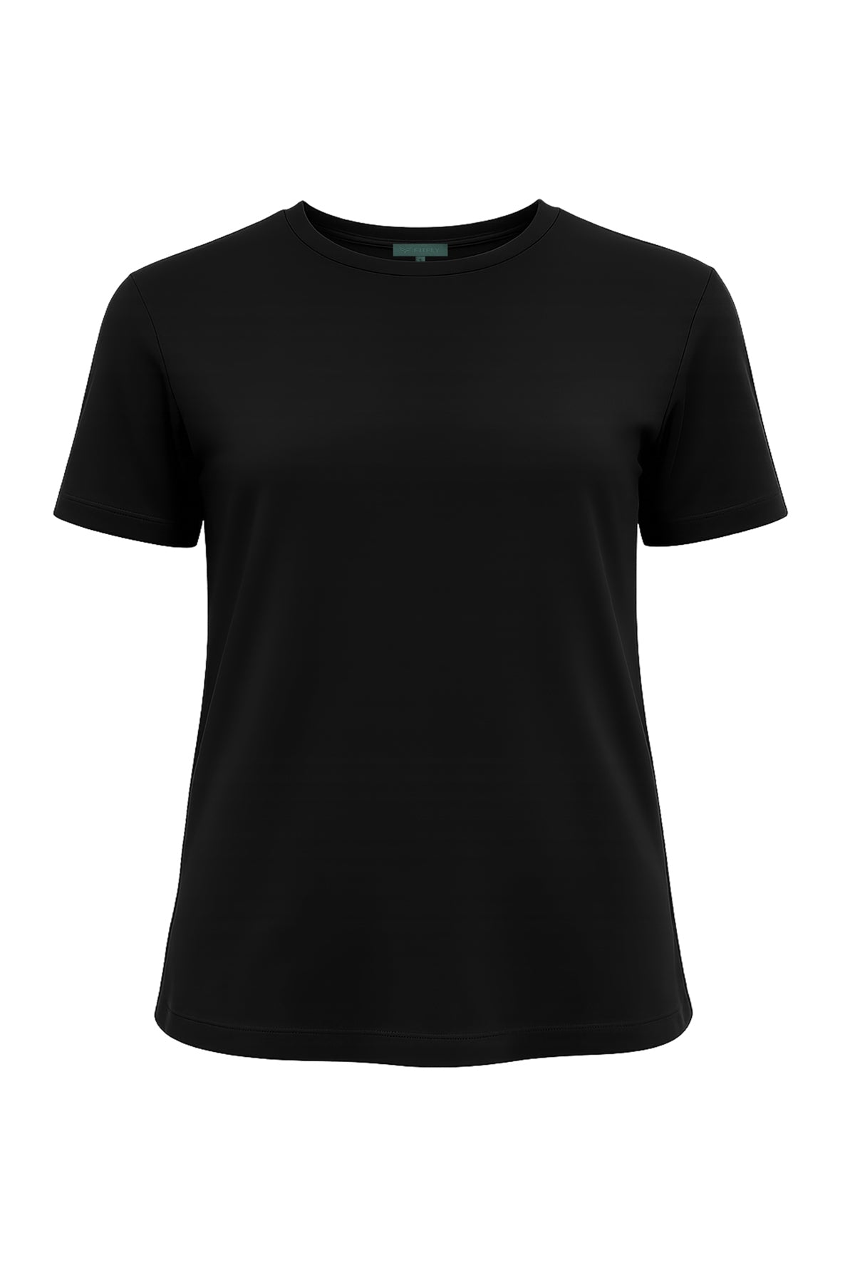 Kadın Siyah Lyocell Regular Fit T-Shirt-SFWTI0021
