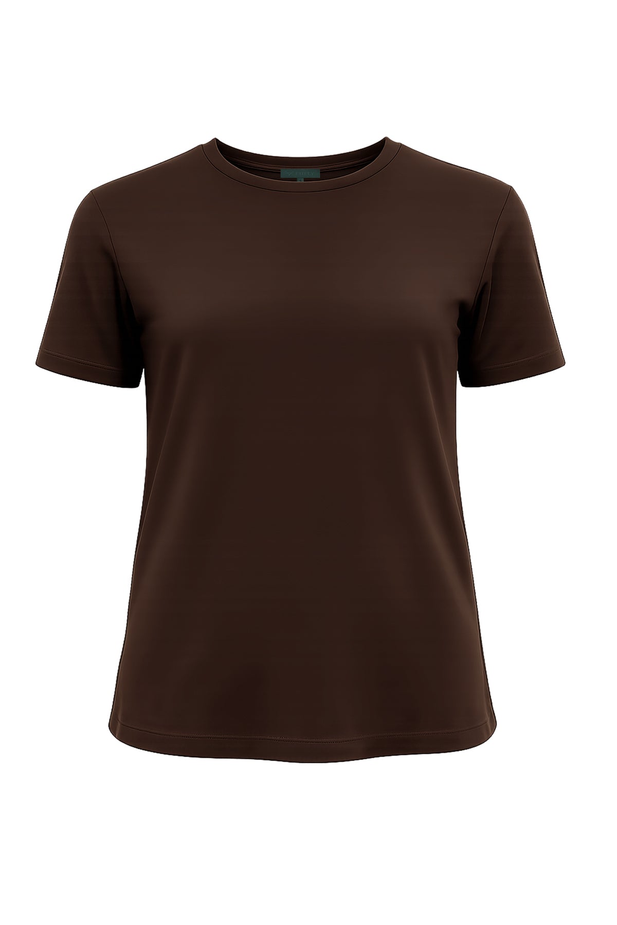 Kadın Kahverengi Lyocell Regular Fit T-Shirt-SFWTI0021