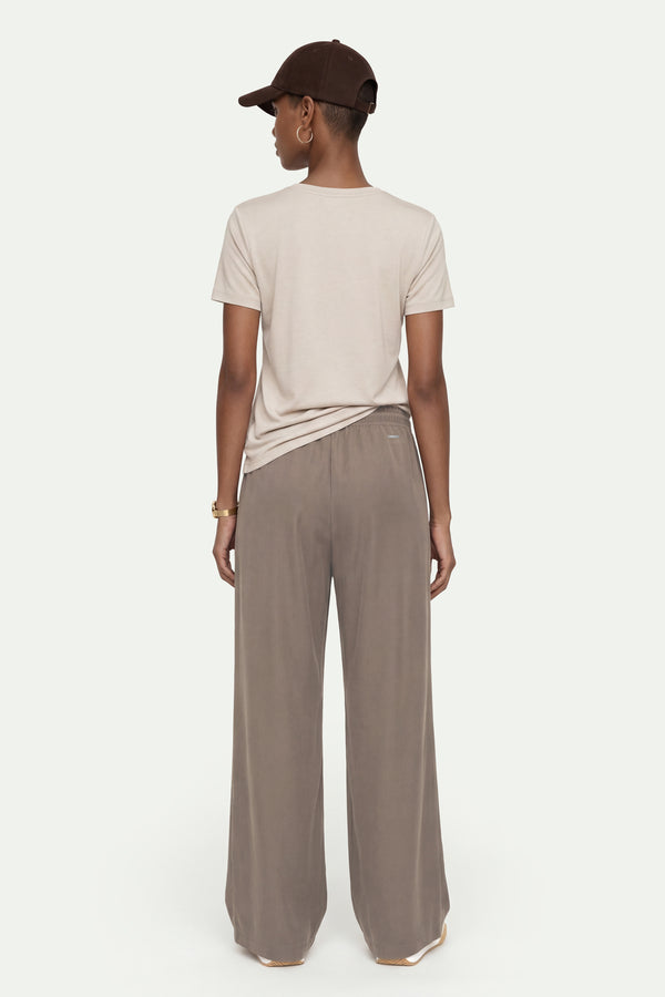 Kadın Taş Lyocell Regular Fit T-Shirt-SFWTI0021