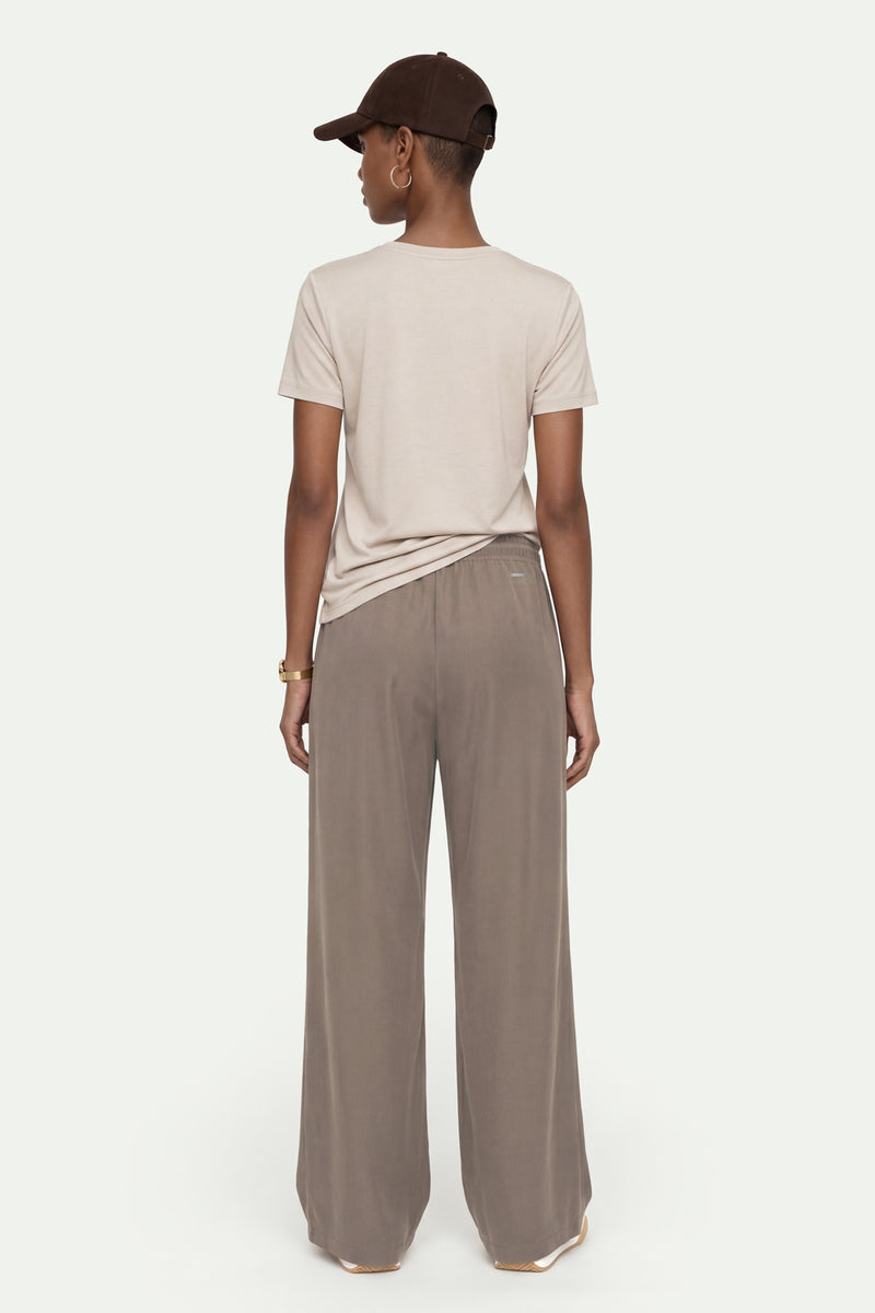 Kadın Taş Lyocell Regular Fit T-Shirt-SFWTI0021