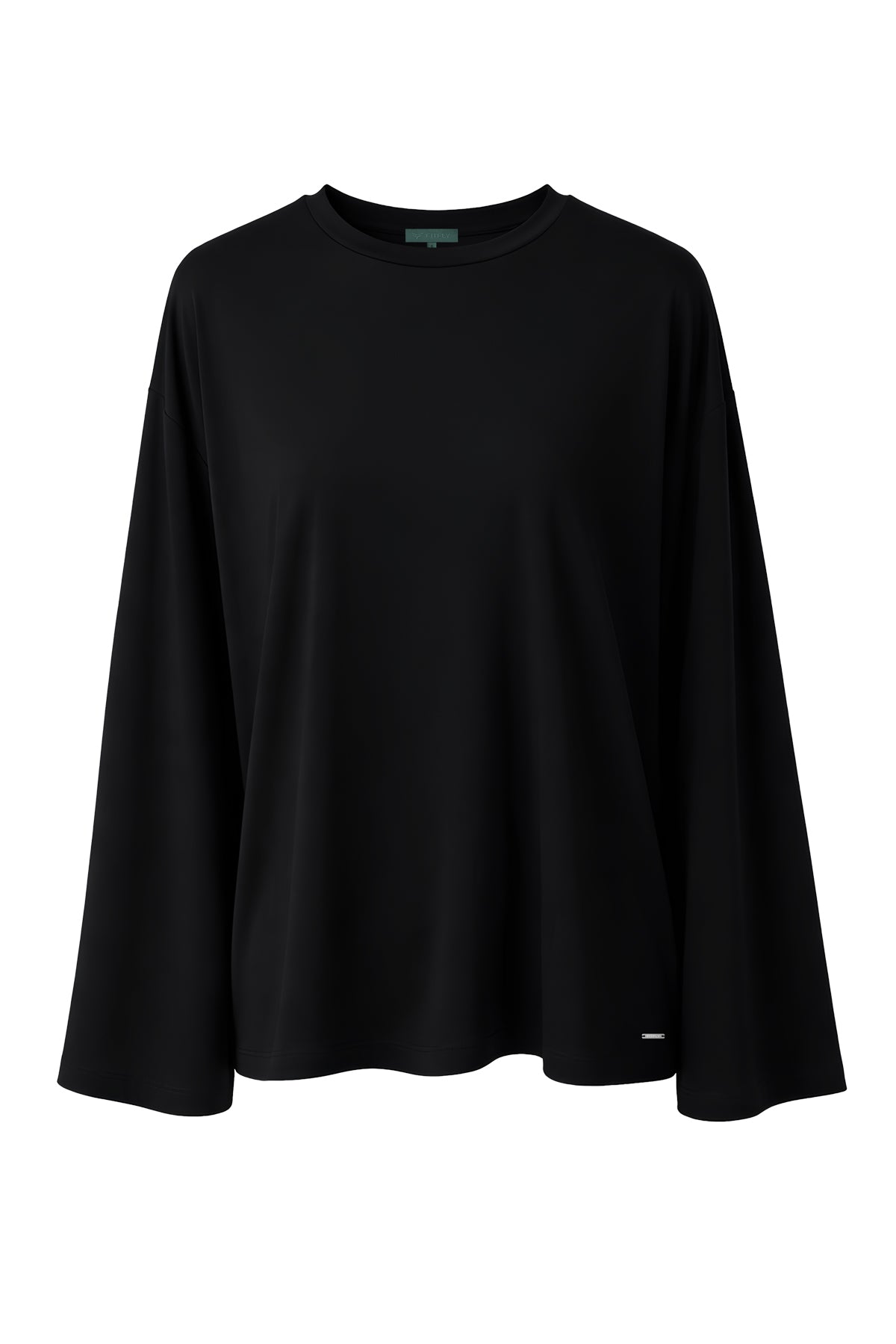 Kadın Siyah Lyocell Oversize 3/4 T-Shirt-SFWTI0022